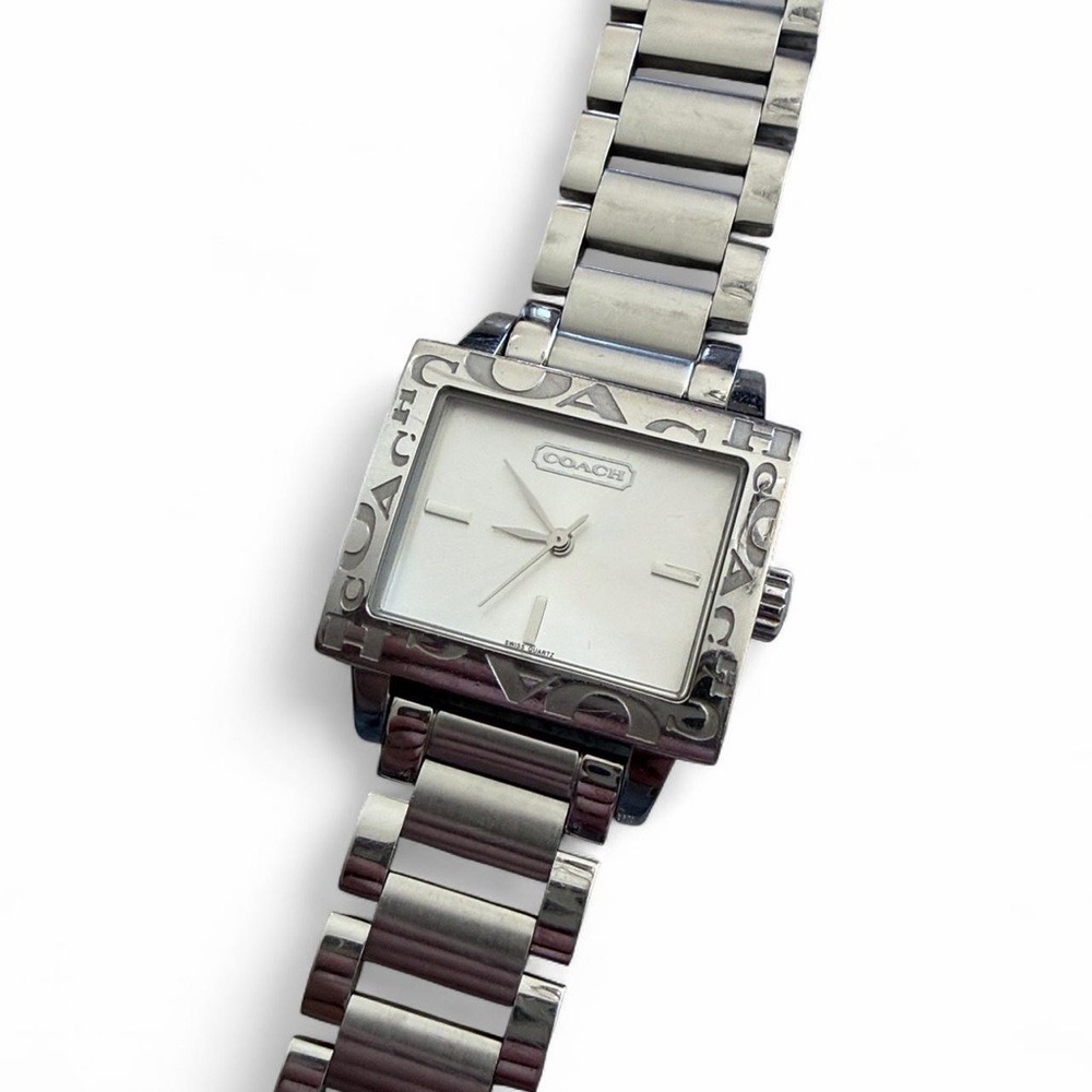Vintage Coach Rectangular Logo Bezel Stainless St… - image 3